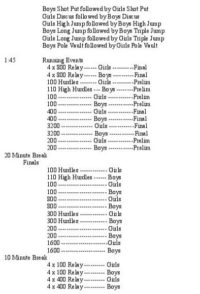 Schedule of Events