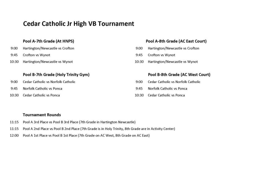 Cedar Catholic JH Volleyball Tournament